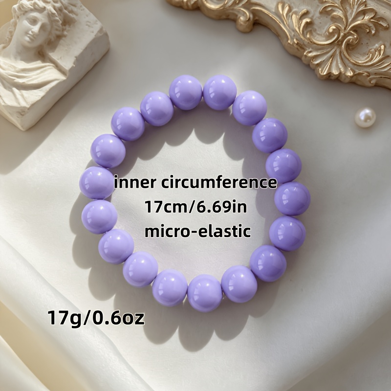 Solid Color Round Bead Bracelets Set, Stackable Everyday Accessories