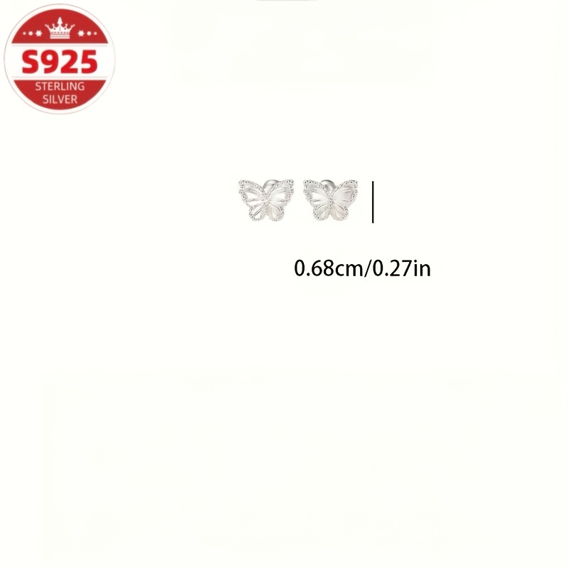 Women's Fashionable S925 Sterling Silver Butterfly Shaped Earrings