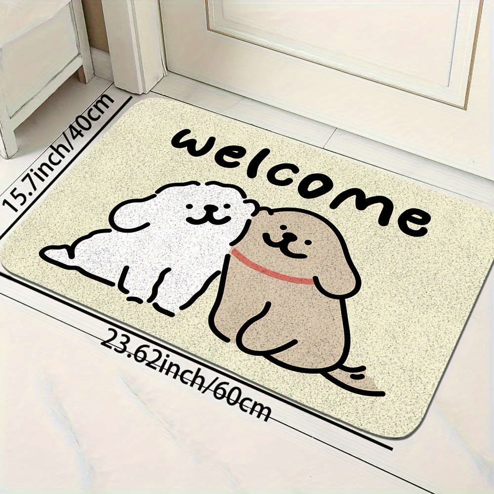 

1pc Cute Cartoon Puppies - Non-slip, Easy Clean Door Rug With Absorbent Sponge Backing For Home Decor