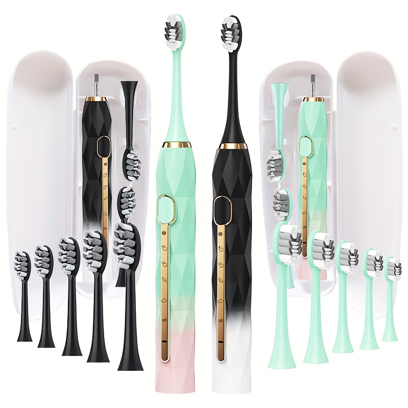 IPX8 Acoustic Electric Toothbrush USB Rechargeable Couple Rechargeable Metal Shaft Adult for Man And Woman Rechargeable Toothbrush Intelligent Timer 10 Replaceable Toothbrush Heads 5 Colors A Toothbrush Base A Portable Case 5 IPX8 Acoustic Electric Toothbrush USB Rechargeable Couple Rechargeable Metal Shaft Adult for Man And Woman Rechargeable Toothbrush Intelligent Timer 10 Replaceable Toothbrush Heads 5 Colors A Toothbrush Base A Portable Case - Image 5