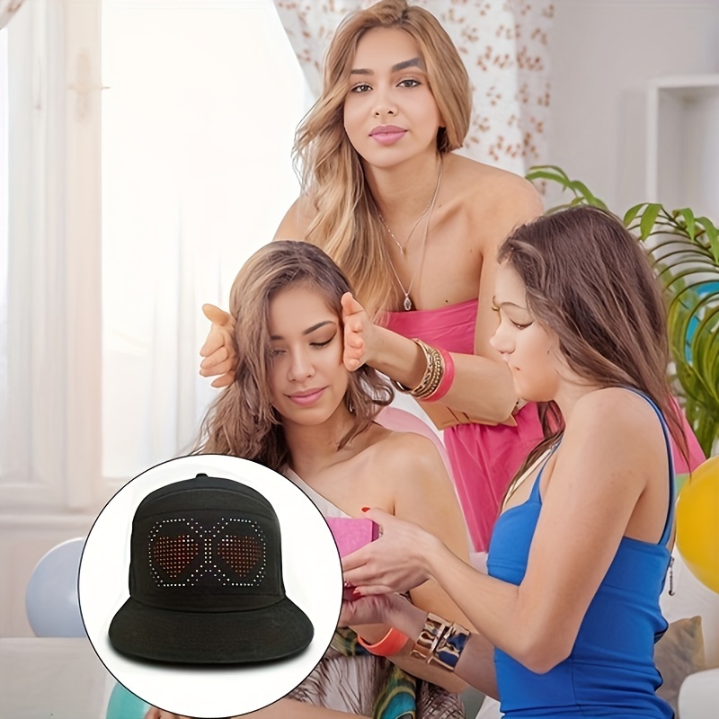 1pc Casquette Sportive LED Sans Fil, Casquette Baseball pour Hommes et Femmes - Affichage de Message Personnalisable en Couleur, Décoration pour Concerts, Cadeau d'Anniversaire | Noël | Halloween | Saint-Valentin | Fêtes | Mariage | Événements