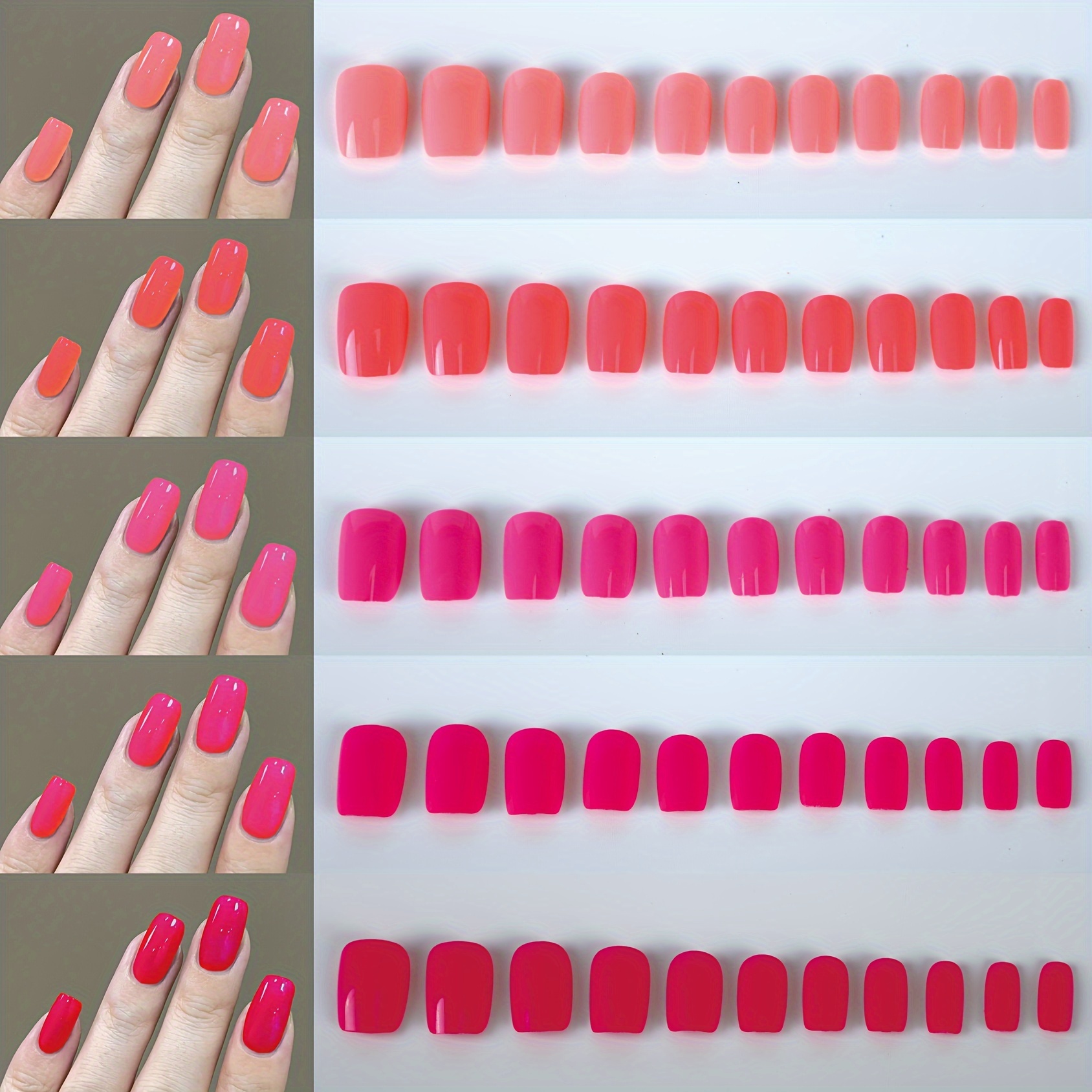 

150 Pcs Pink Series Short Square Press-on Nails Set - 5 Styles, Mix And Match, Easy Application, Diy Manicure Kit With Storage Box By