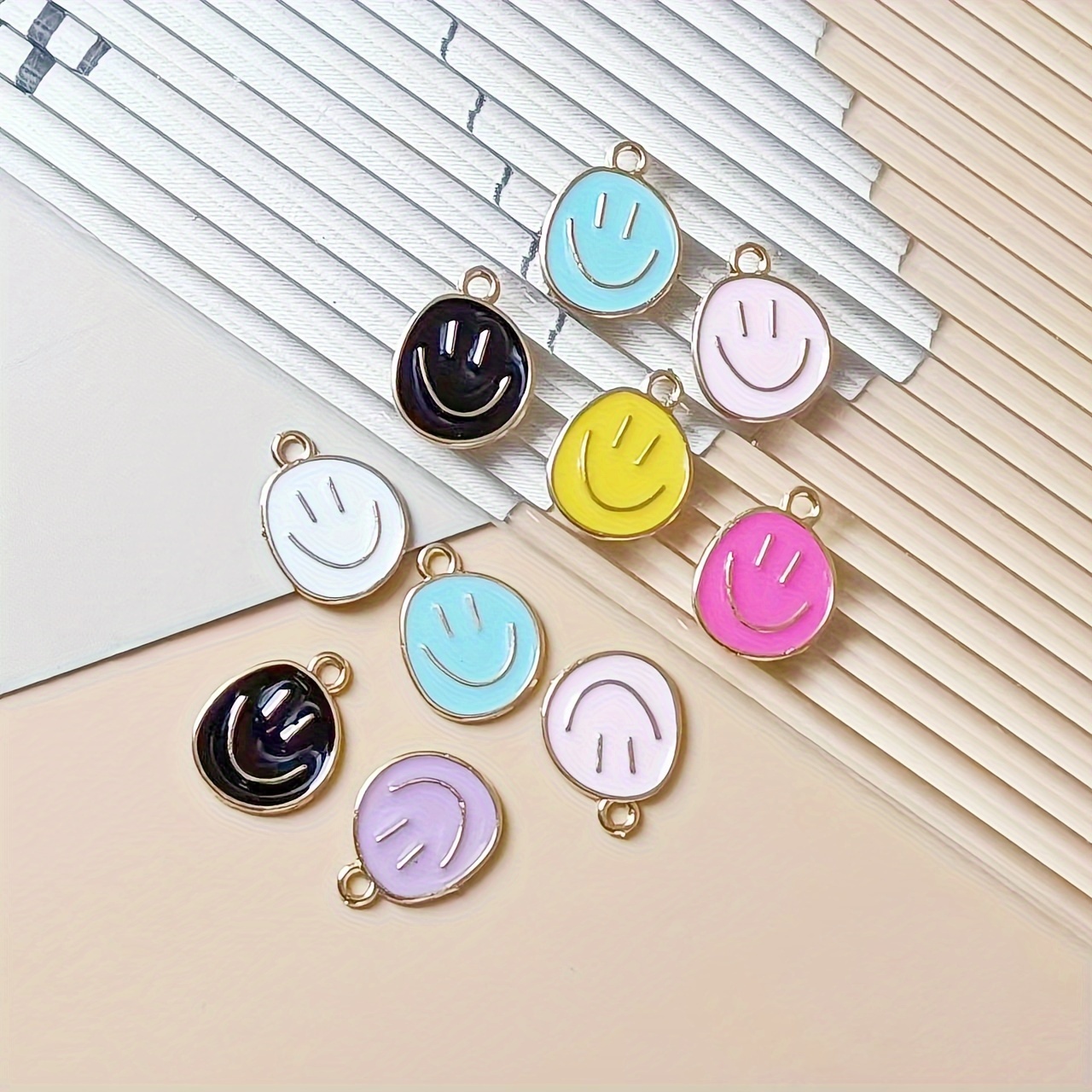 Image of 20pcs Asymmetric Funny Face Drip Oil Alloy Pendant Earrings Necklace Personality Small Pendant Charms