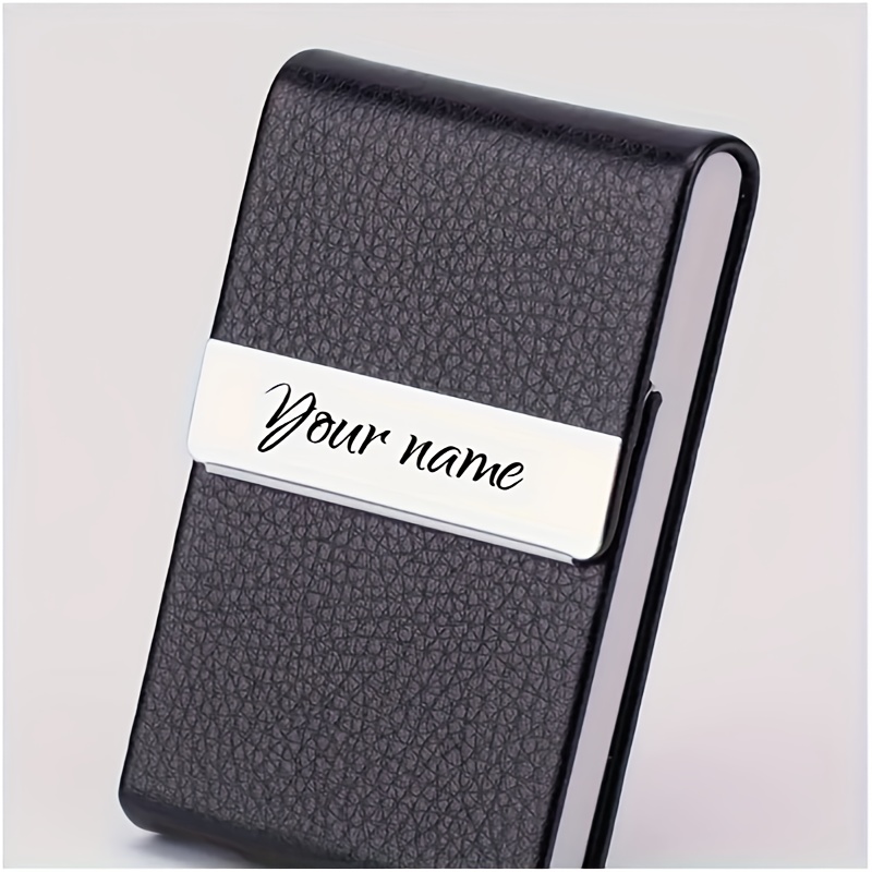 A Personalized Laser Engraved Men's Business Card Holder With Custom Text And Name, Black, Ideal Gift For Fathers And Husbands