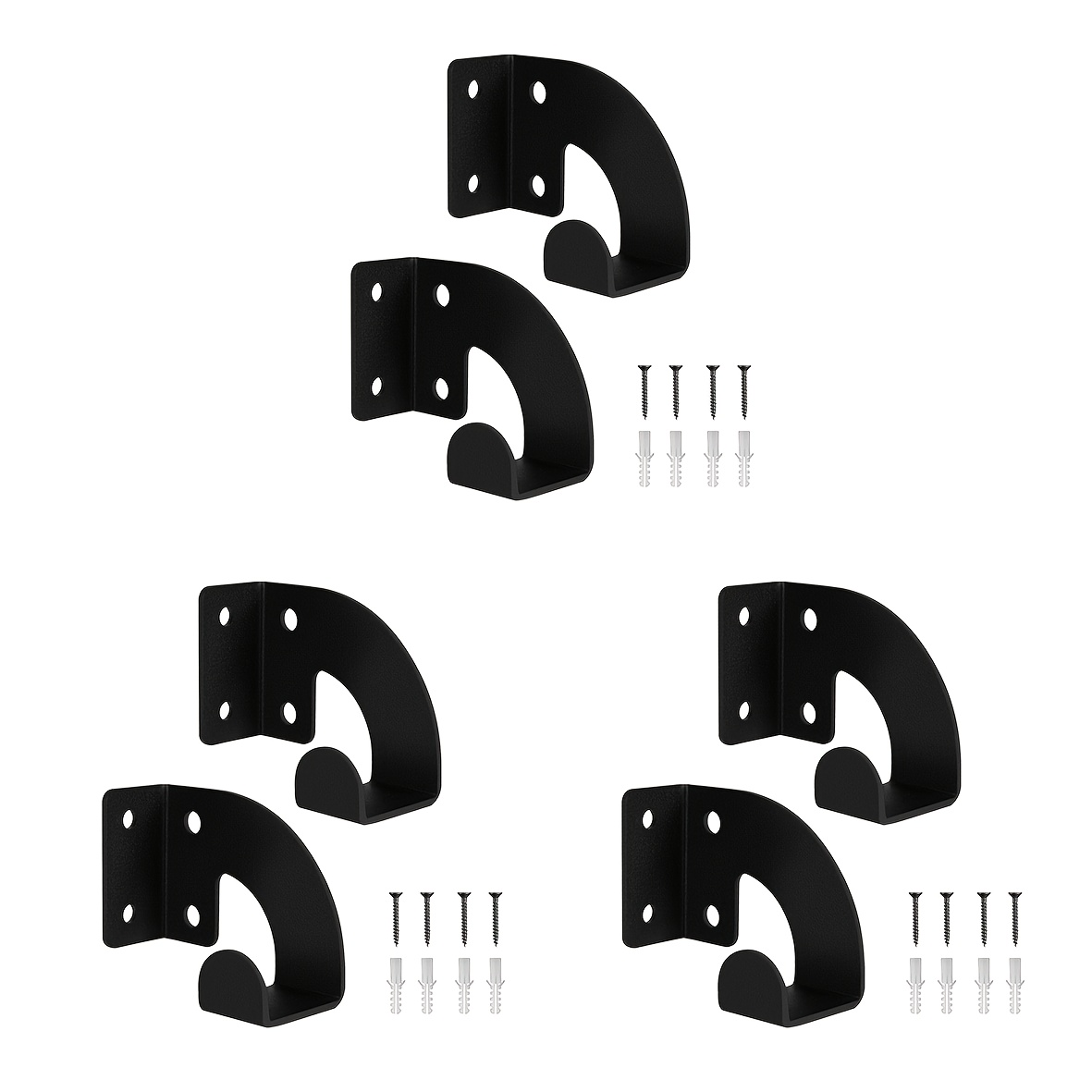 TEMU 6pcs Chainsaw Hooks Tool Organizer Wall Mount Holder - Heavy Duty Saw Storage Bracket, Black Metal Hanger For Chainsaw & Power Tools Mounted