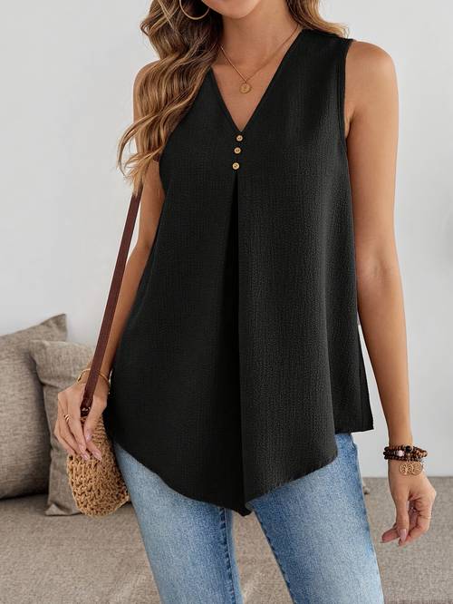 womens summer casual pleated irregular hem print sleeveless tank top