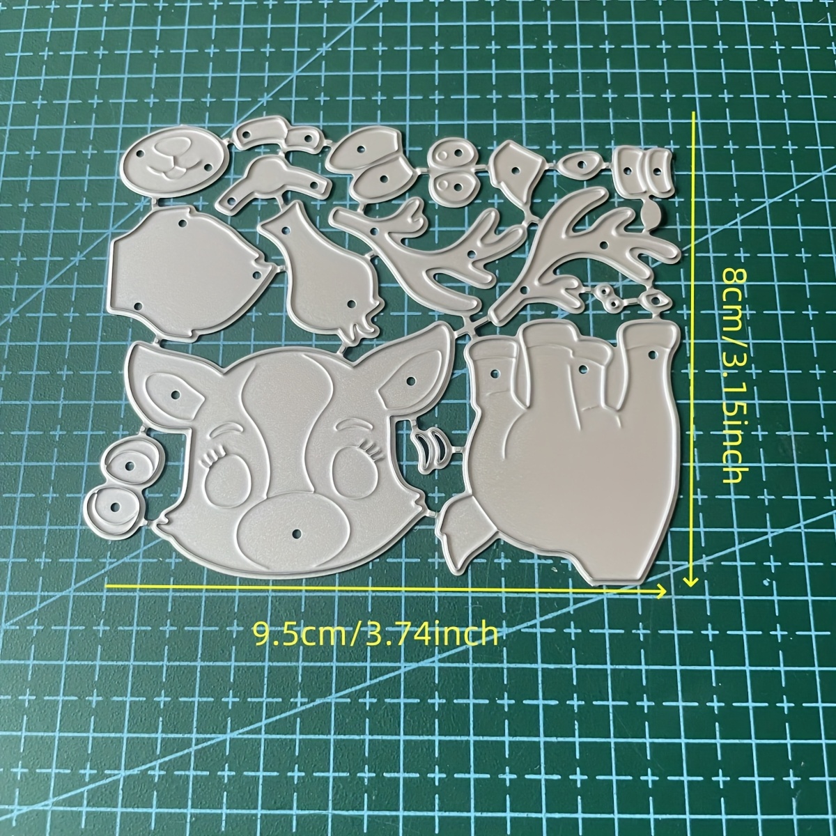 Image of 1pc Cute Animal Christmas Deer Metal Cutting Dies Diy Paper Cards Embossing Craft Die Cut Handmade Craft