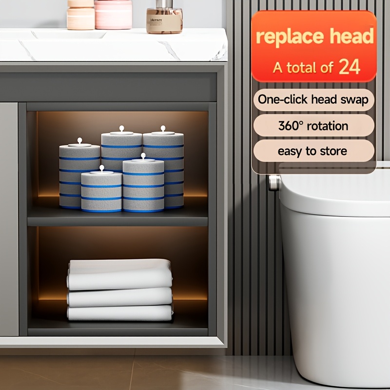 E-shop Toilettenbürste mit Ständer, Toilettenreinigungsbürste mit verlängertem Stiel, Ersatzaufsatz für Toilettenbürste, für die Badezimmerreinigung,