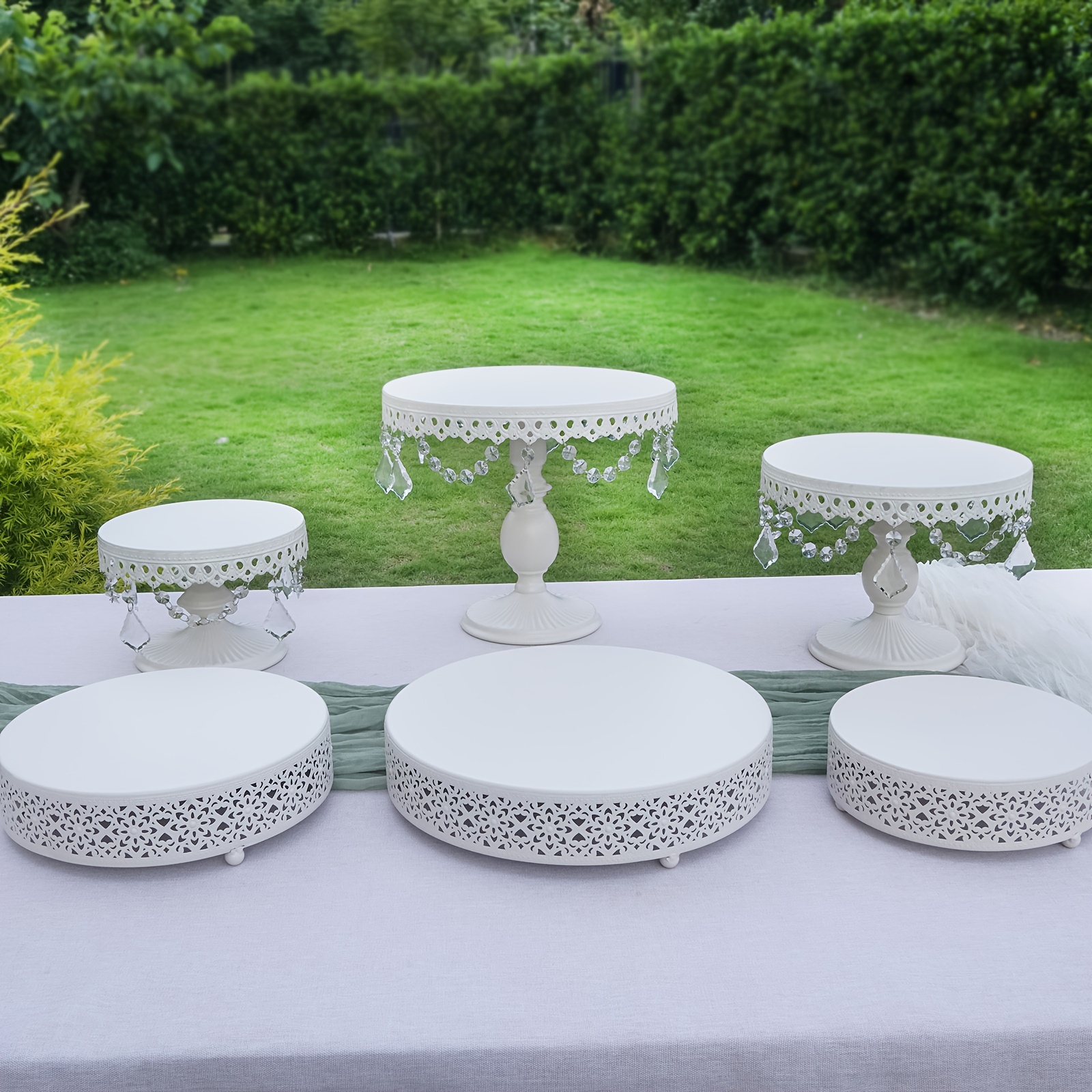 TEMU 6pcs Cream Stand Set And Dessert Display Set, Diameter 8, 10, 12 Inches, For Weddings, Birthdays, Baby Showers, -cake Stands (", 6", 8" 10"),