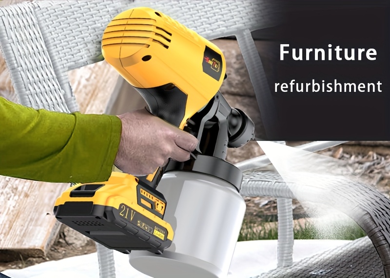 2025 Nieuw Model Verfspuitpistool - Accu-aangedreven Hogedrukspuit met Makkelijk Schoonmaaksysteem, voor Binnen- en Buitenmuren & Houten Oppervlakken, DIY Verfproject (Accu-aangedreven, Geen Compressor Nodig) - Kerstcadeau