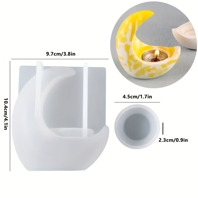 Image of Resin Casting Molds 2pcs Moon Candlestick Silicone Molds, Plaster Molds, Home Decoration Candle Cup Container Flower Pot Cement Molds, Creative Ramadan Candlestick Casting Tools For Eid, Ramadan
