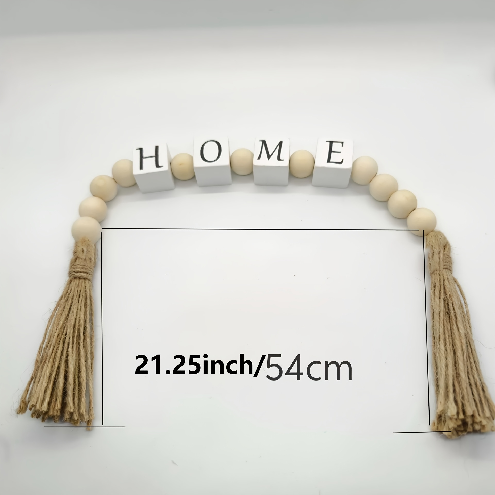 TEMU 1pc, Home Decor, Wooden Bead Tassel String, Square Letters, Wooden Bead Home Decoration, Vintage Tassel, Wooden Bead Decoration, Perfect Gift