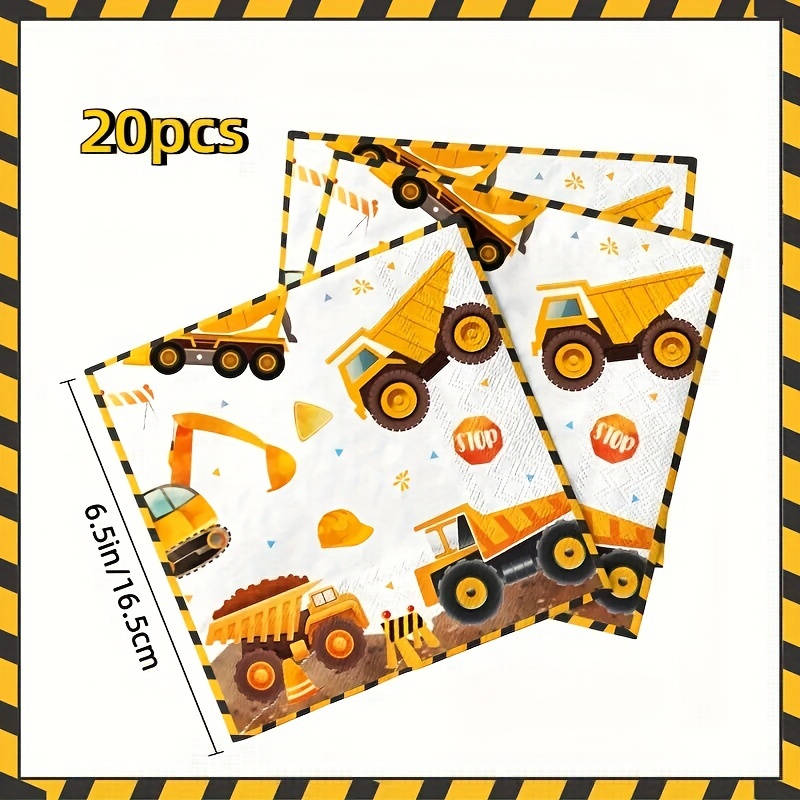 TEMU 48pz/40pz/24pz/20pz Confezione Tovaglioli di Carta Monouso a Tema Trattore e Camion Ribaltabile per Feste di Compleanno, Halloween, Natale,