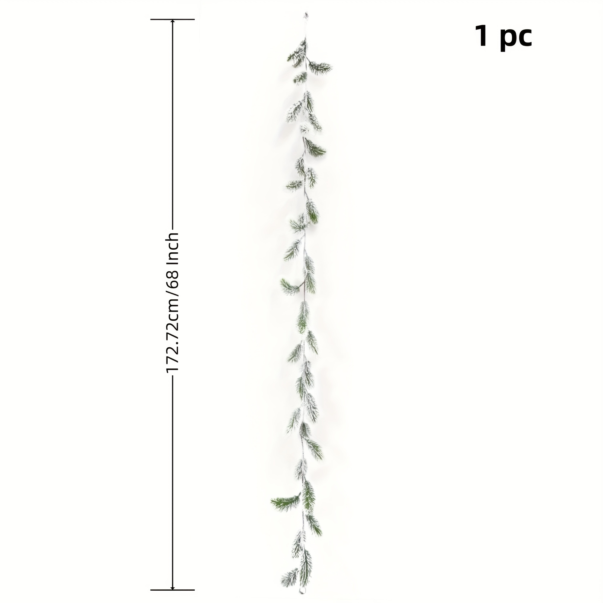 Image of 1pc, Artificial Flocked Pine Garland, Snowy Cedar, Christmas Decorations, Winter Decor, Thanksgiving Decor, Use For Mantel, Front Door, Festive Home Decor, Indoor And Use (172.72cm) Halloween