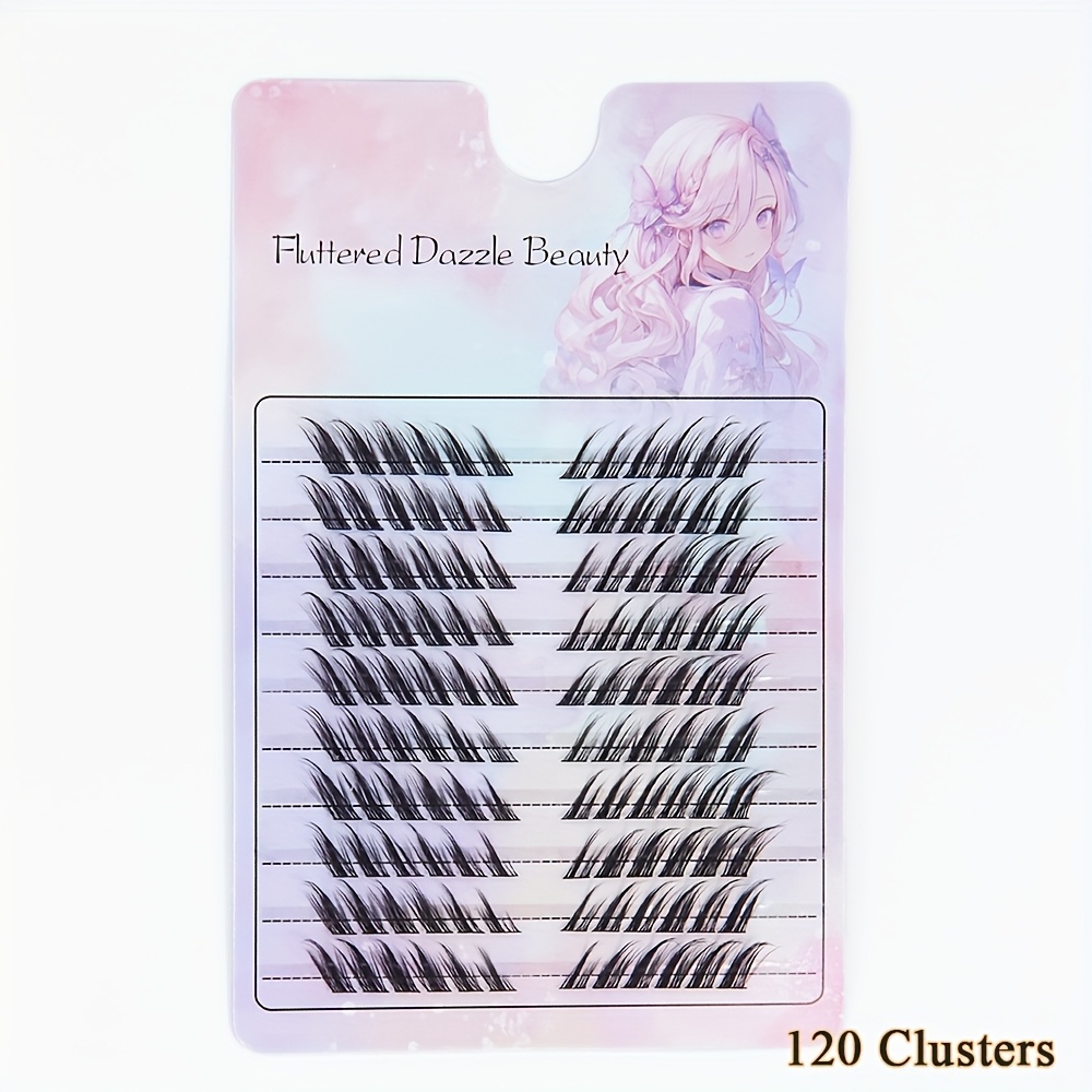 Image of 120 Clusters Fox Eye False Eyelashes - Seductive , Handmade Individual Clusters, 4-13mm , Reusable Fake Lashes For Daily/party/date/wedding/photoshoot Makeup