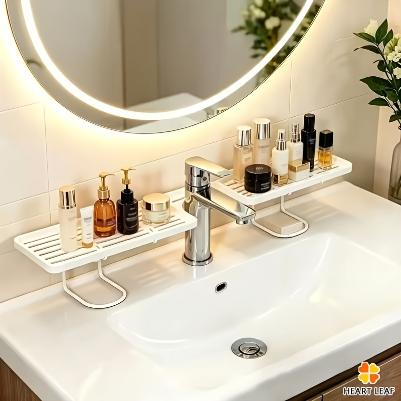 TEMU Utility Shelf | Bathroom Sink Shelf, Multifunctional Plastic Kitchen And Bathroom Sink Organizer Set - Faucet Hanging Storage Rack, Suitable For