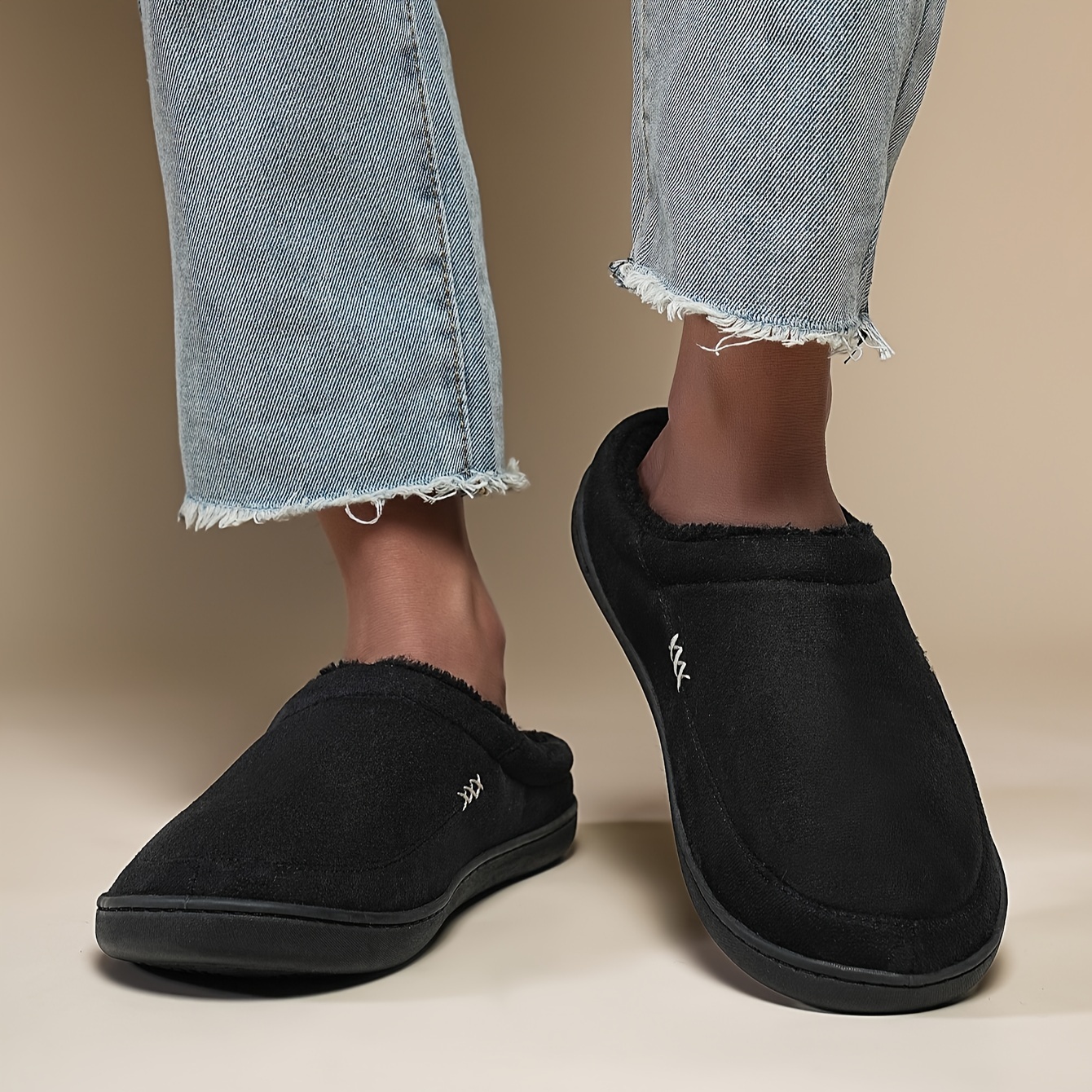 

Home Warm Slippers, Non-slip Soft Cushion Flat Bottom Plush Cozy Shoes