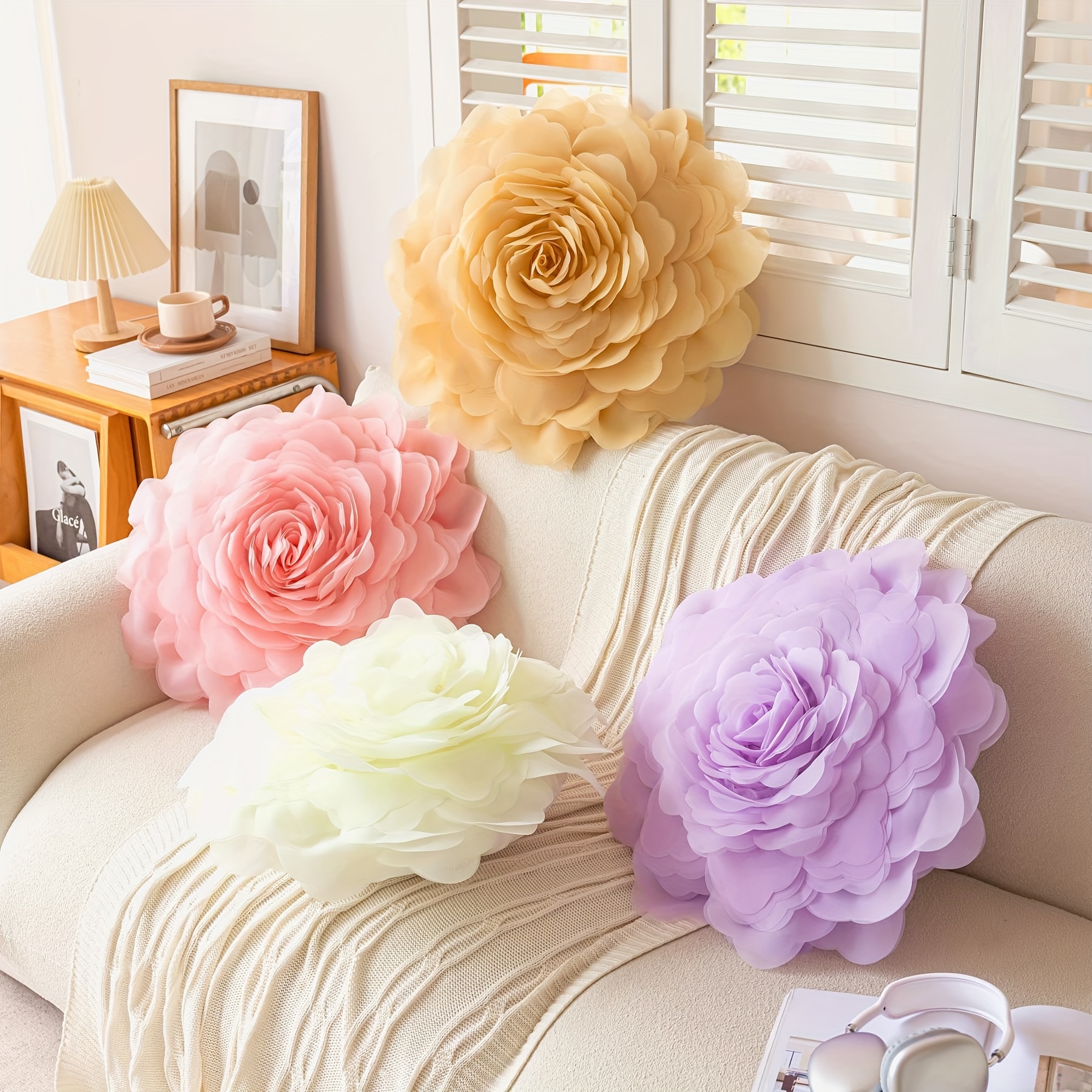 

Colorful Flower Pillow Case Handmade Pillowcase Simulation Flower Throw Pillow Pretty Home Decoration Suitable For Beds And Sofas (just Pillowcase, No Pillow)