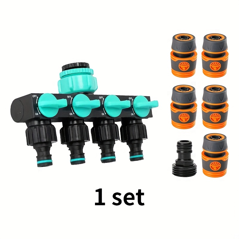 Image of Garden Irrigation Hose Distributor, Featuring A Switch Valve Distributor And A 1/2 Inch Hose Rubber Connector