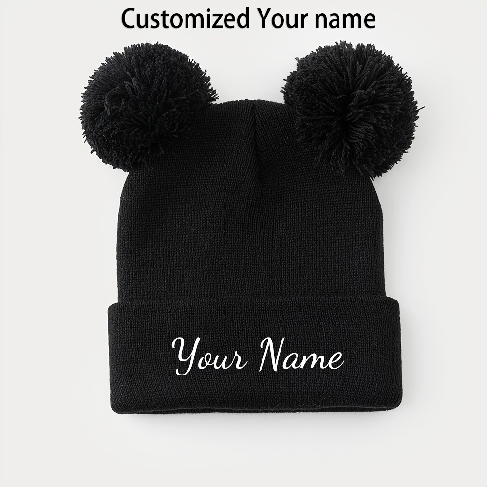 TEMU Customizable Personalized Winter Beanie - Customized With Name/text Decoration, Featuring A Label With "your Initial/name", Suitable For