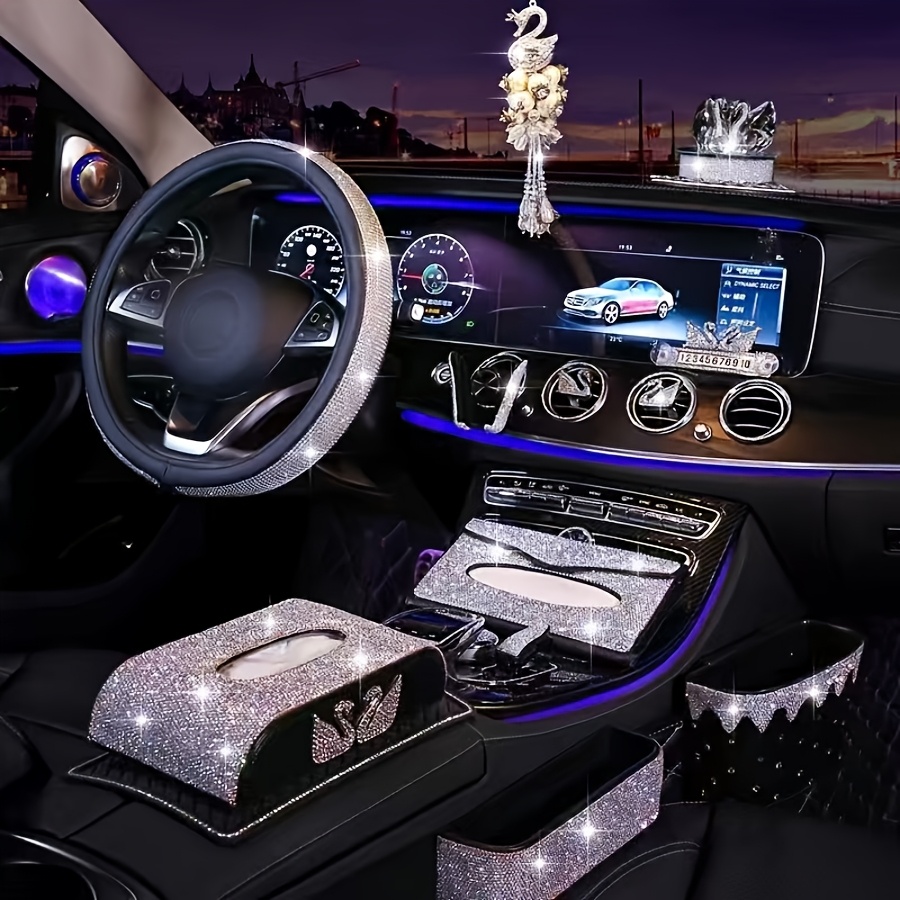 TEMU Car Steering Wheel Cover, Cute Summer Cover For Ladies With Ice- And Diamond Embellishments, Suitable For And A Popular Online Car Decoration