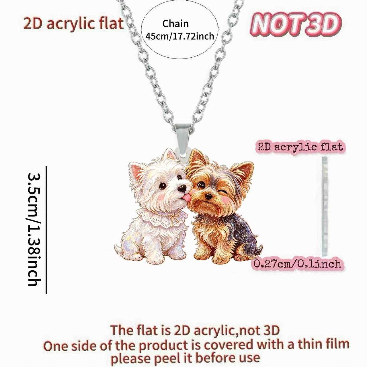 Women's Puppy Acrylic Necklace, Fashion Pendant