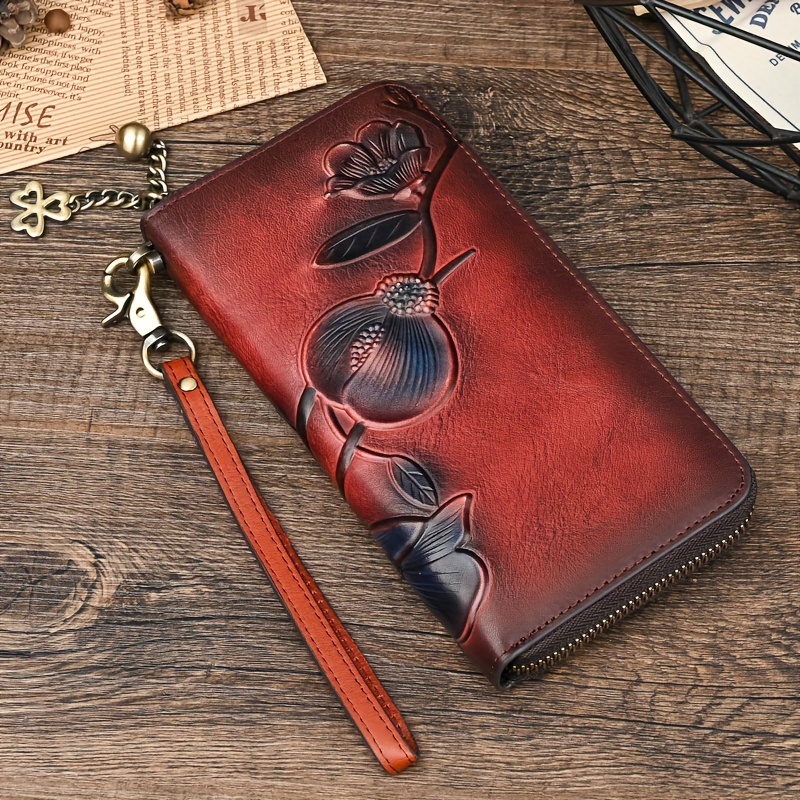 Genuine Leather Women's Long Wallet, Retro Multi-functional Wallet, Cowhide Multi-card Wallet