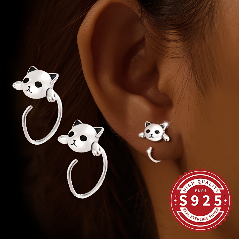 

1 Paire de Crochets d'Oreilles , Argent S925, Mignon et , Tempérament , Convient un , Cadeau de , Allergie 2.28g, Accessoire Toutes