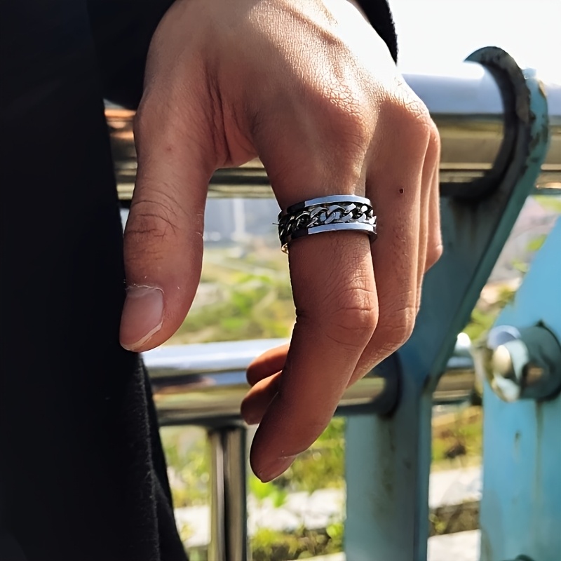 custom engraved letter and number birthday name ring rotating relax ring for men and women fashion jewelry suitable for   men and women Product details 2