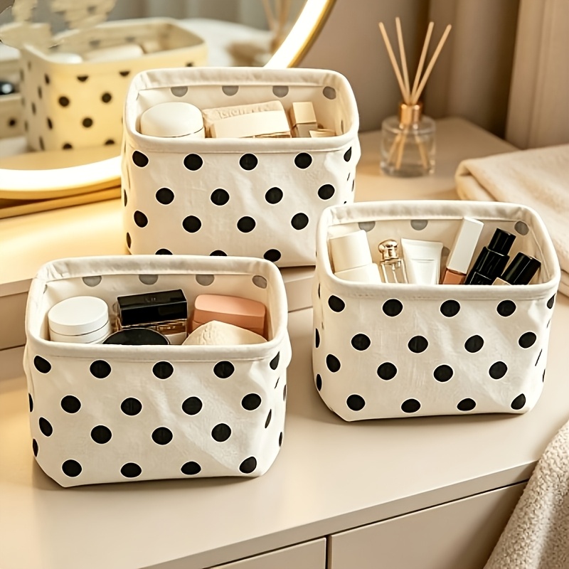 TEMU 3pcs Set Storage Box With Handles - Modern Open Organizer, Durable Fabric Desktop Storage Box, Suitable For School, Office, Dressing Table, And