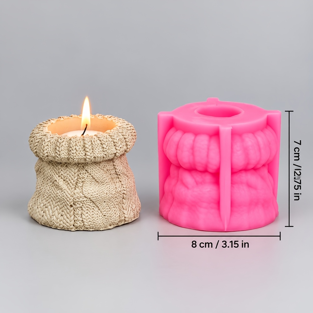 Image of 1pc Knitted Sweater-style Resin Silicone Mold - Rectangular Plant Flowerpot & Candle Cup With Woven , Diy Home Decor Craft For Cozy Winter Aesthetic, Creative Crafting, Textured , Detailed Texture