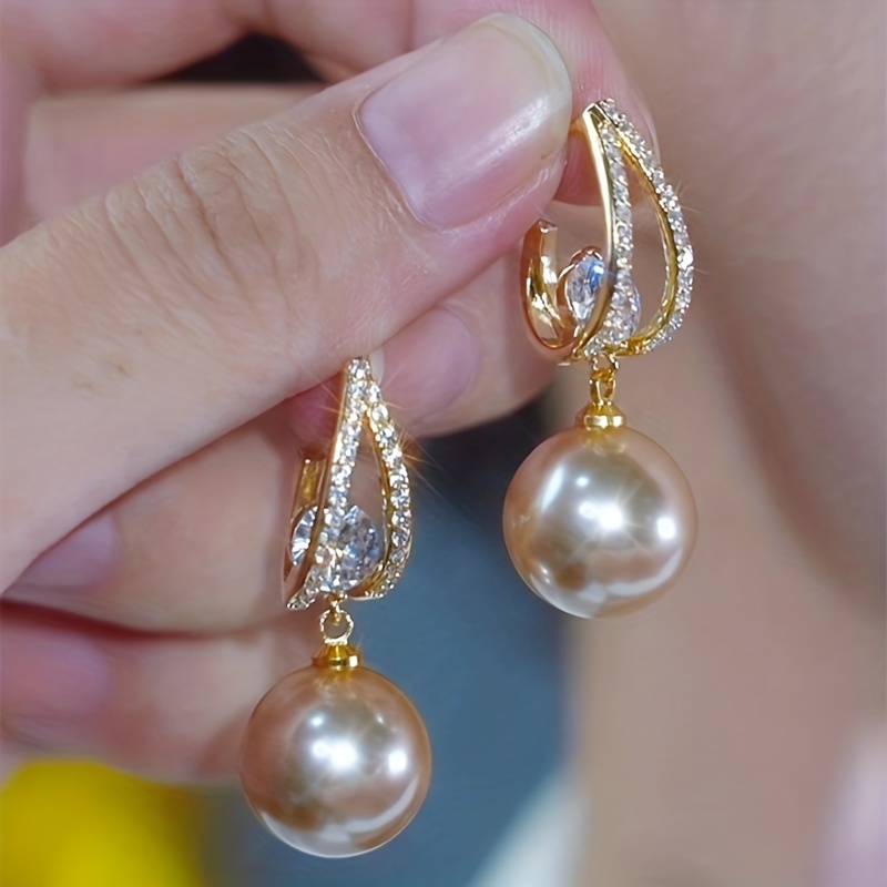 TEMU Boucles d'oreilles brillantes de luxe léger, nouvelles boucles d'oreilles à clous tendance et polyvalentes avec élégance haut de gamme