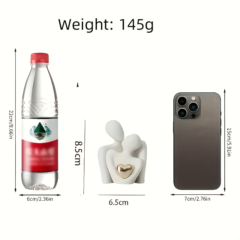 TEMU 1pc/love Couple Ornament, Minimalist Embrace Abstract Couple Figurine, Light Luxury Heart-shaped Human Sculpture For Living Room Bedroom Desktop