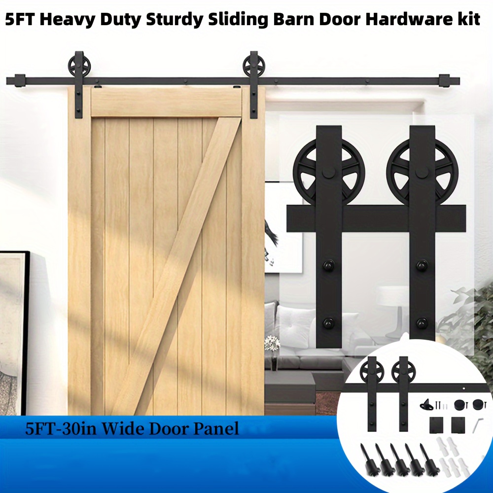 Kit de herrajes para puerta de granero de 8 pies, juego de herrajes para  puertas correderas para puertas interiores y exteriores