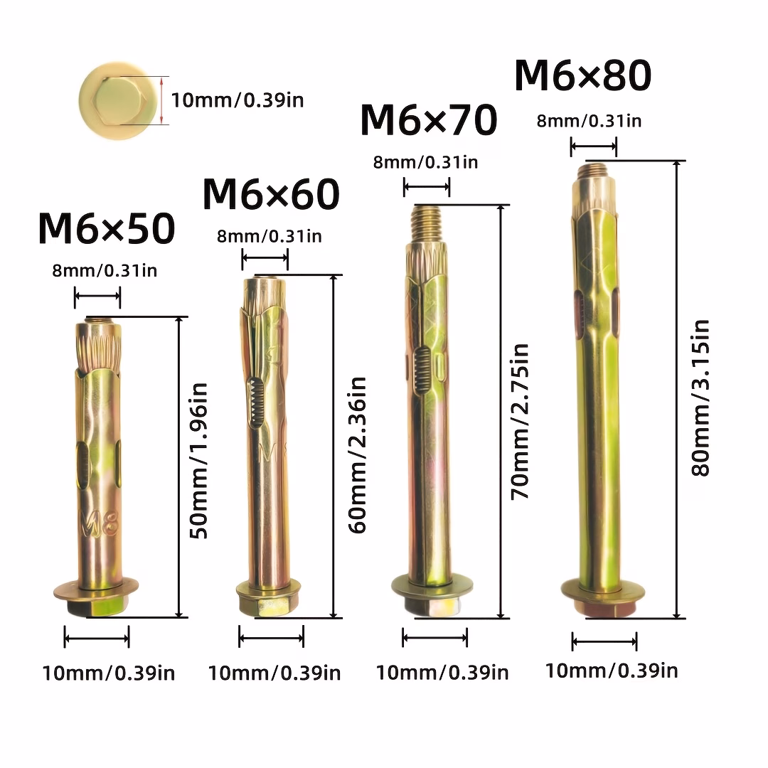 12pcs Concrete Hexagonal Expansion Screws - M6 Specification...