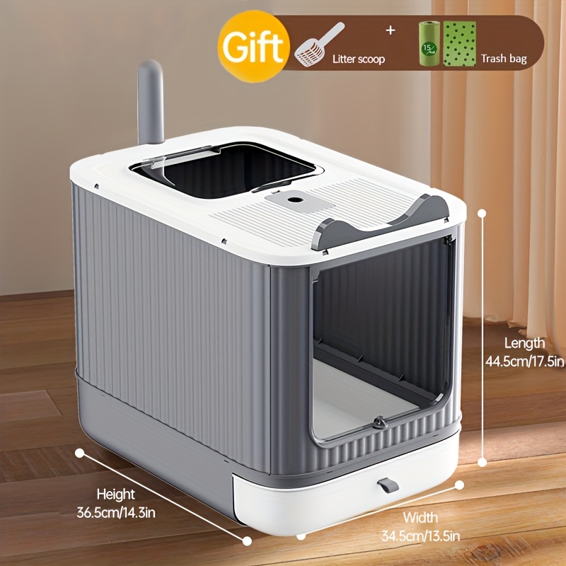 TEMU Large-capacity Cat Litter Box, Litter Box With Tray And Hygienic Pet Toilet Box, , Fully Enclosed, Odor Isolation, , Foldable Design, Litter With Scoop, Deodorizer Pack, Trash Bag