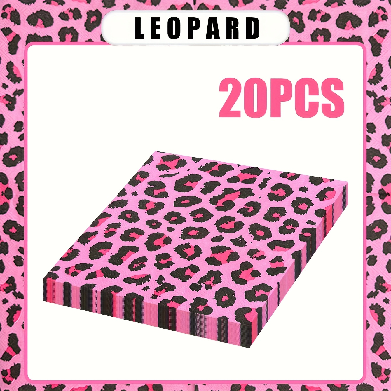 Pink Leopard Print Party Napkins - Disposable 2-ply Animal Print Themed Lunch Napkins With Leopard For, Bbq, Shower, Wedding & For Elegant Table Setting Decorations (paper Napkins)