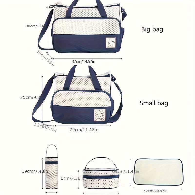 5pcs/set, Multifunctional Mommy Bags, Large Capacity Crossbody Bag, Shoulder Bag, Portable Diaper Bag Set