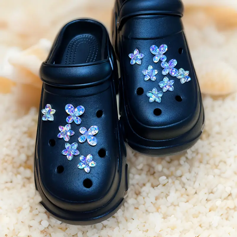 tira de 14 piezas de charms de zapatos de flor para zapatillas, zapatos de jardín, sandalias y zapatillas - plástico resistente, resina, fáciles de usar - accesorios de regalo de decorativos para fiestas detalles 11
