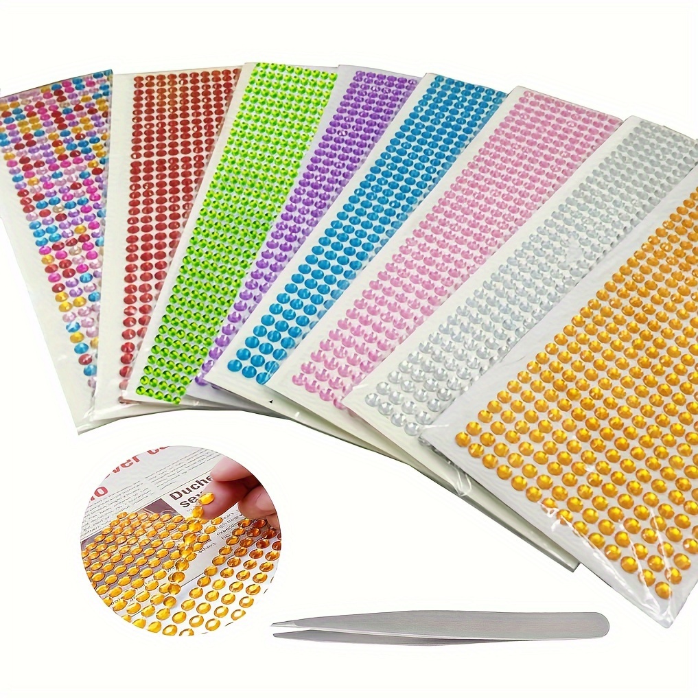 Image of 4032pcs 6mm Colorful Self Adhesive Bling Rhinestone Sticker,8 Sheets Colorful Rhinestone Gem Stickers For Scrapbooking,wedding,decor,diy Crafts,nail Makeup,festival Carnival