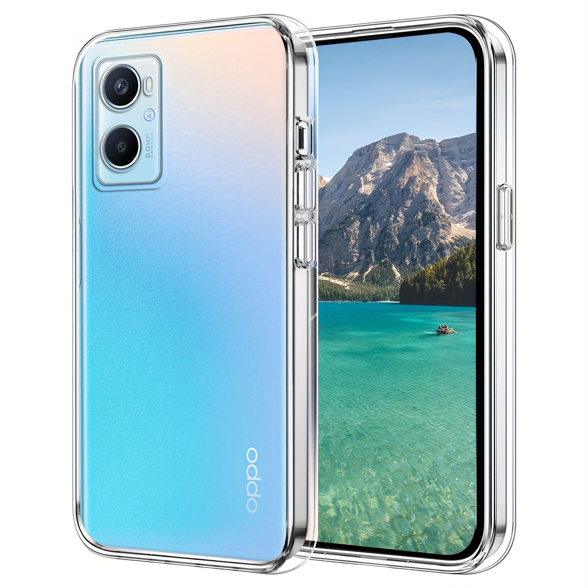 TEMU flexible y resistente a para OPPO A96 4G, diseño transparente, protección , cubierta trasera resistente a los arañazos, acabado .