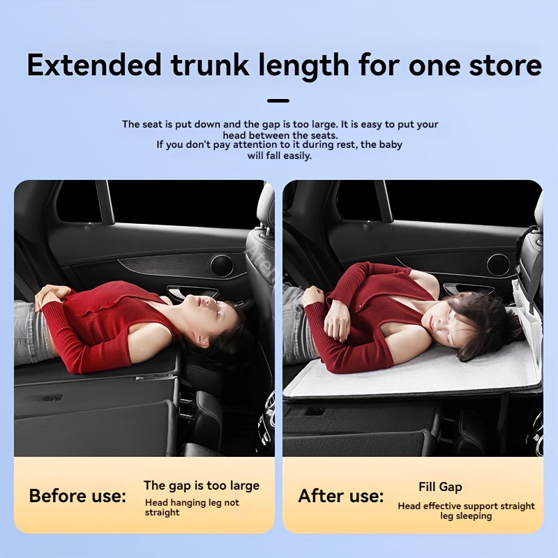 rv back seat mattress extension board, foldable car back seat extender,  portable sleeping mattress, increased travel trunk space, car bed camping 