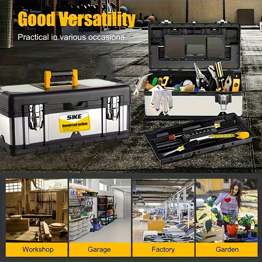 1pc Multi-Function Hardware Household Stainless Steel Industrial Grade Plastic Box, Portable Double-Layer Storage Box, Suitable for Hardware Electrician Decoration And Auto Repair Tool Storage, Thickened, Anti-Fall, Waterproof And Antifreeze