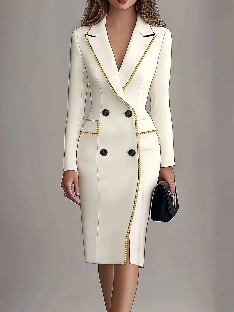 women dress with coat formal Women's Red Long Coat Formal Dress, Elegant Double Breasted Coat for Office and Events 30