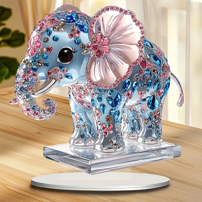 

Room Decor 1pc Sparkling Crystal Elephant Statue - Elegant Acrylic Decor For , Bedroom, Living Room, Kitchen, Garden Display