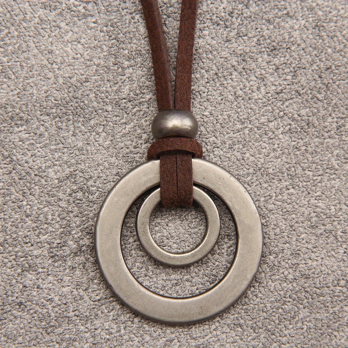 

Vintage Minimalist Double Ring Alloy Pendant Necklace For Women - Adjustable - And Gifting - Zinc Alloy Material