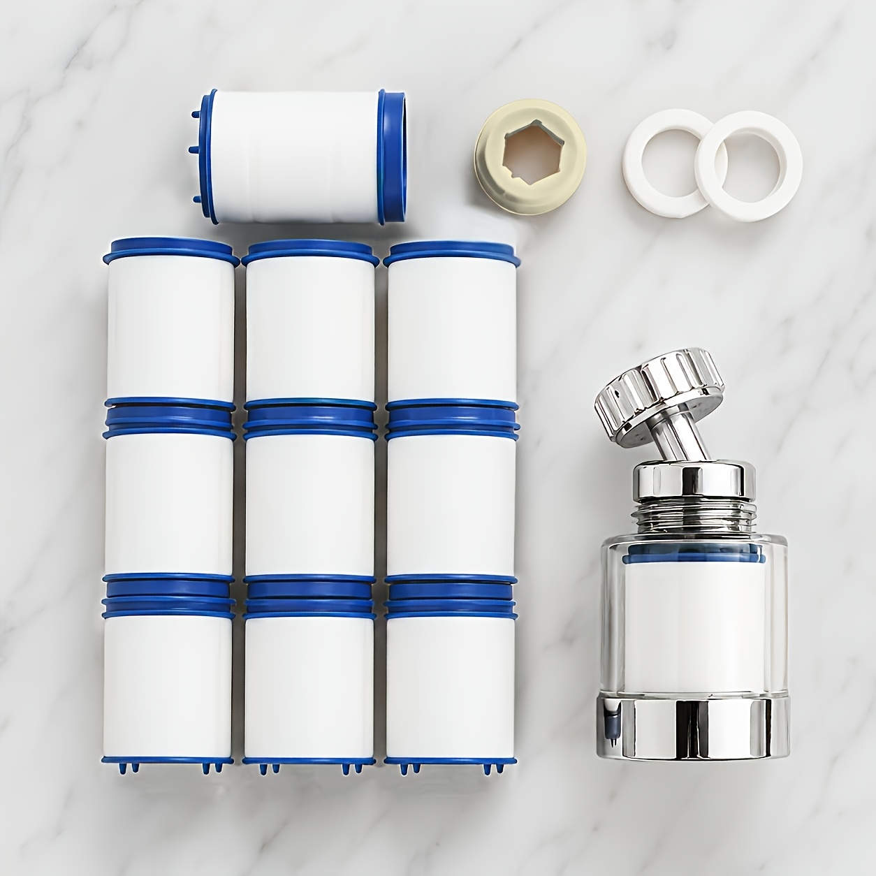 TEMU 12pcs Universal Water Purification Faucet With Combination Filtration - Ideal For Pregnant Women, Home, Outdoor, Rv, Shopping Malls, And Hotels - Replaceable Filter For Restaurant And Hotel Use