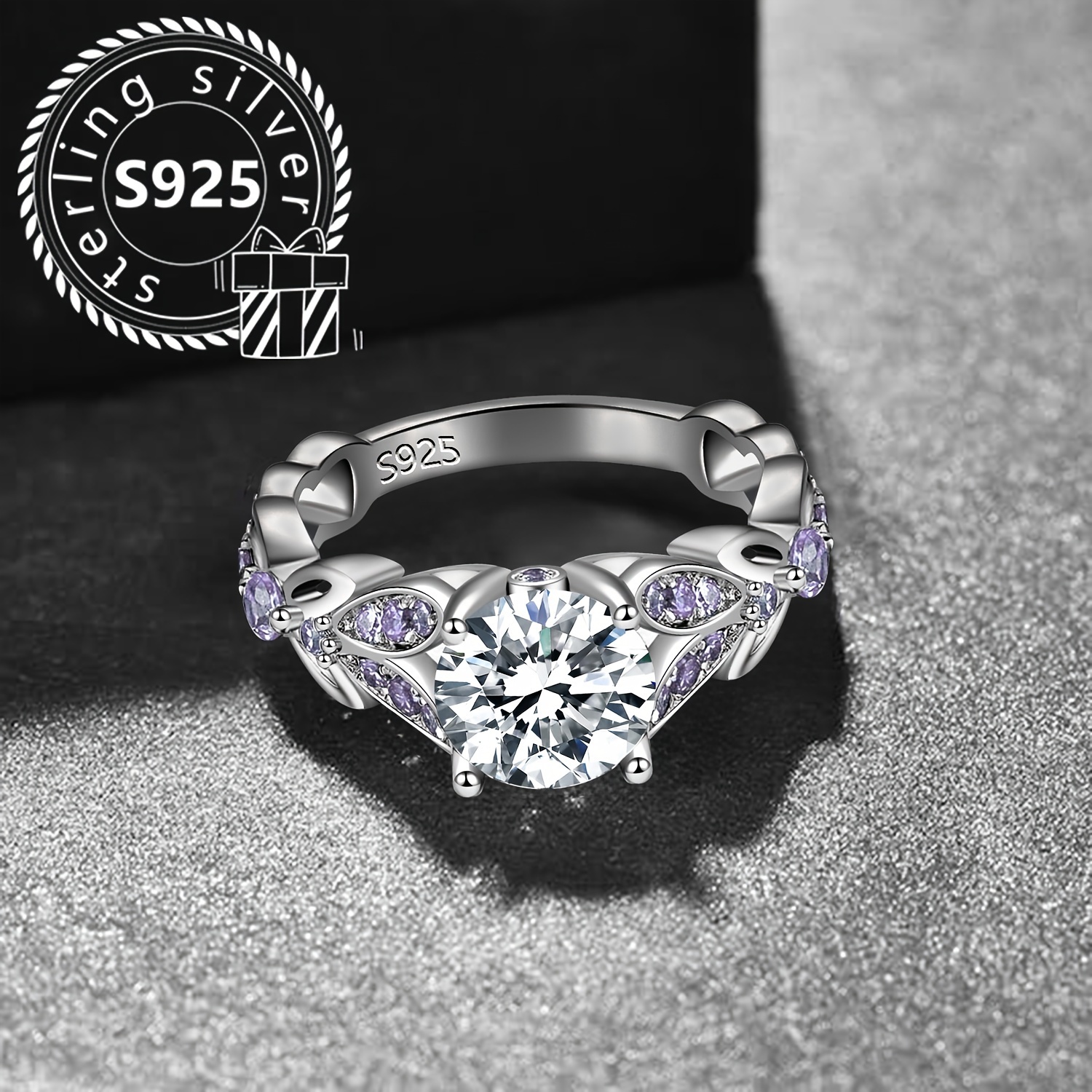 

Elegant Sexy 925 Sterling Silver Ring, Silver Plated With Cubic Zirconia Accents, Fashionable Personalized Jewelry For Women, Ideal For Parties And Gift- - 4.1g