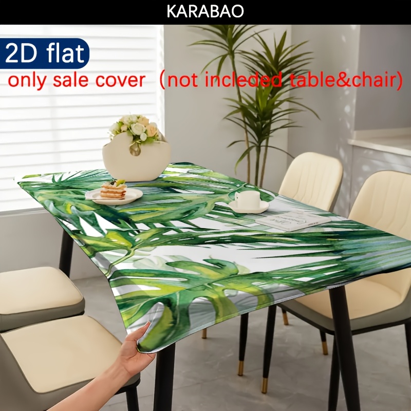 TEMU 1pc, Tropical Plant Watercolor Print Design - Outdoor Use Tablecloth, Suitable For Outdoor Dining Tables, Coffee Tables, And Kitchens, Enhances , Picnic Accessory, Indoors And Outdoors