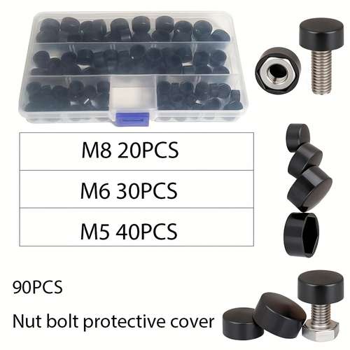 20-Pack Black Hex Head Screw Cover Caps - Neat Plastic Bolt Hole Covers